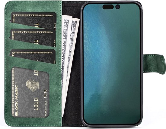 Étui en similicuir Peachy Bookcase Wallet pour iPhone 14 Pro Max - vert