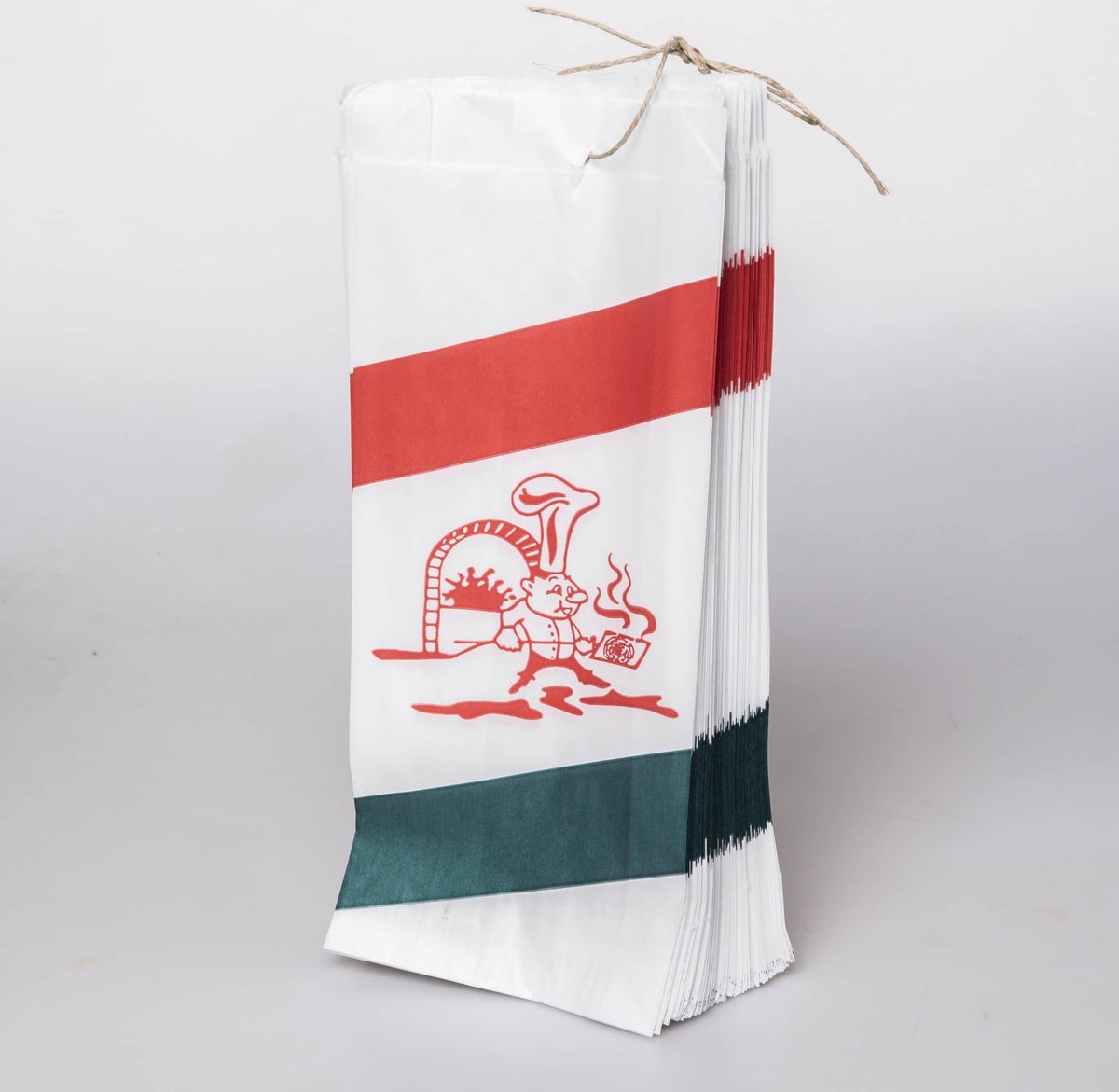 Papieren zakken - met zijvouw - wit - Italiaans vlag - 100 stuks - 11 + 4 x 24 cm - vetvrij - Ersatz - snackzak - oliebollenzak - pizzazakken - broodzak - afscheurzakken - brood - broodzakken - broodzak - zak