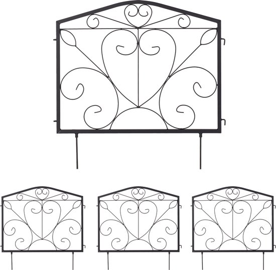 tuinhekje – set van 4 – 46,5 x 60 cm – metaal – zwart
