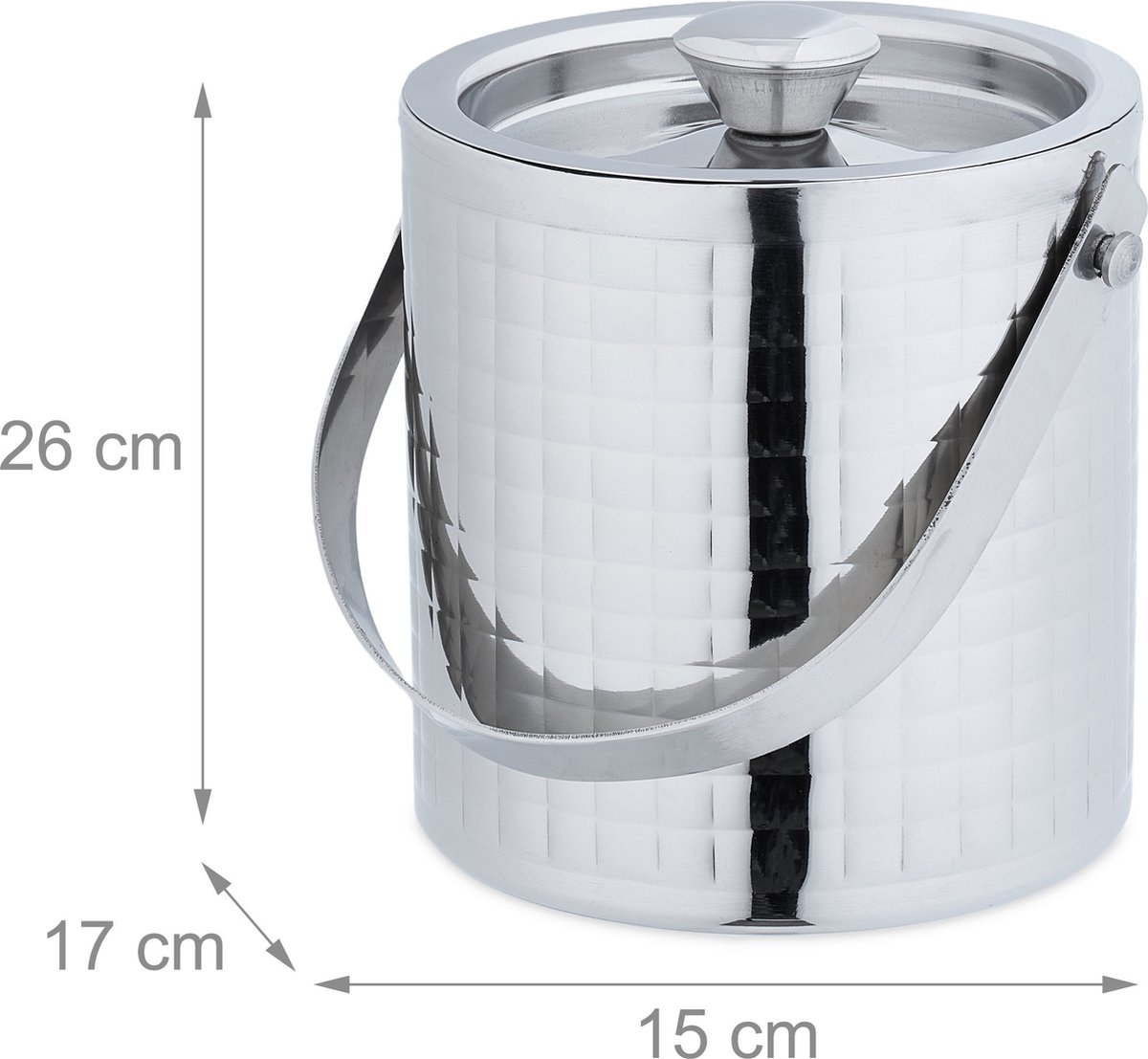Seau à glaçons en cristal avec pince en métal argenté (Neuf (Voir