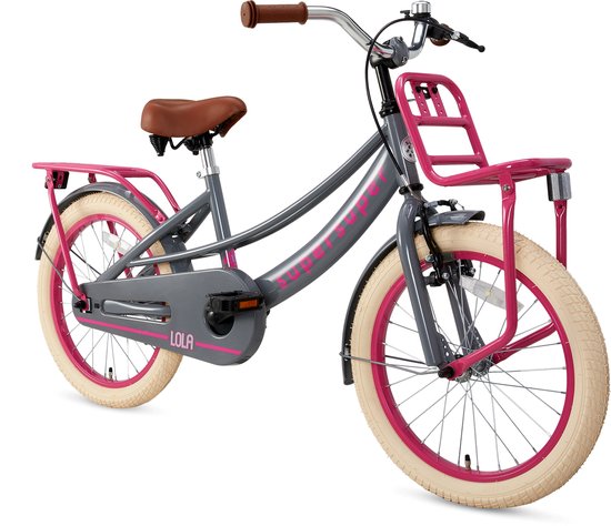 Supersuper Lola - Kinderfiets - Meisjesfiets - 18 inch - Grijs/Roze