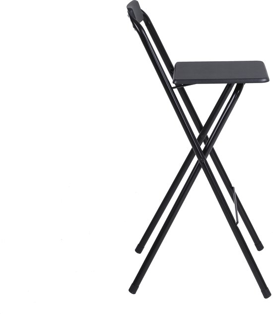 Opvouwbare barkruk ontbijtbarkrukken 70cm/75cm, Hoge stoel voor volwassenen met rugleuning, draagbare inklapbaar keukenstoel Ronde Gewatteerde Zitting Kruk (Color : Black, Size : 75cm/30in