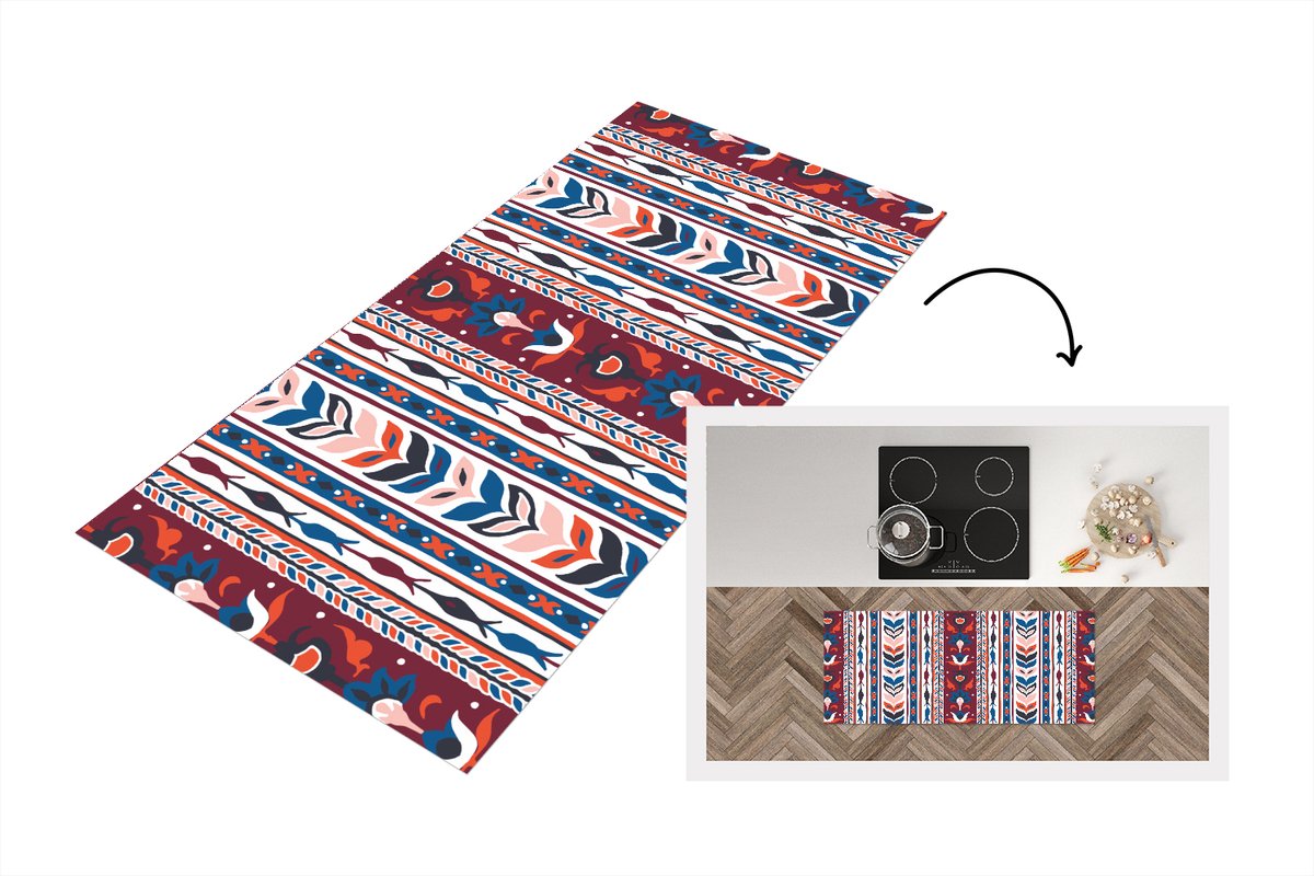 KitchenYeah Keukenloper - Loper keuken - Bloemen - Patronen - Planten - Abstract - Minimalisme - 120x50 cm - Keukenloper vinyl Multicolor