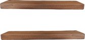Pochon Wood - 2x Zwevende Wandplank Hout - 100% Natuurlijke Dennenhout - 50x8,5x3,5 cm - Wandrek - Wandplank