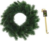 Kunst kerstkrans groen 35 cm met gouden hanger - Kerstversiering/kerstdecoratie kransen