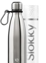 Slokky - Element Silver Thermosfles & Mono Black Karabijnhaak - 500ml