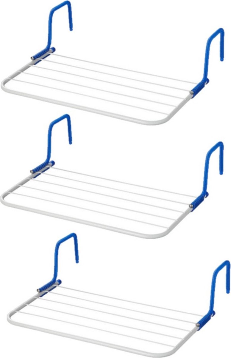 Set van 3x inklapbare wasrekken/droogrekken 3 meter - Camping/camper/reis/thuis/balkon wasrekken/droogrekken