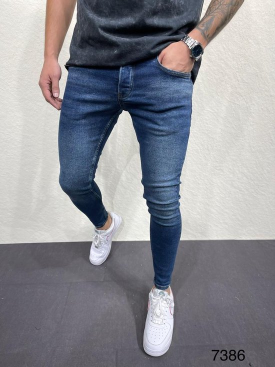 Mannen Skinny Jeans Slim Fit Denim Hole  Kwaliteit  Jeans- W33