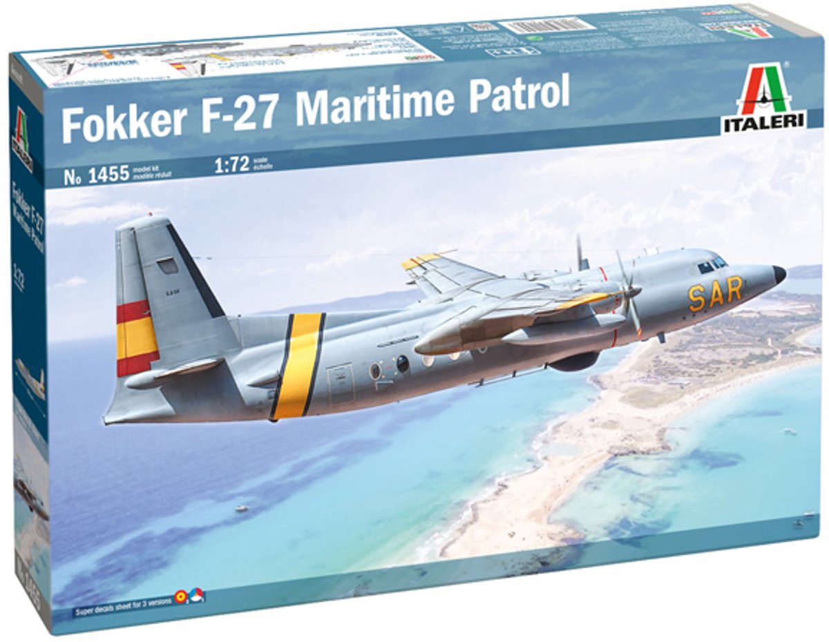 Italeri Modelbouwpakket Vliegtuigen - 1455 Fokker F-27 Maritime Patrol Plastic - 1:72 - Modelbouw