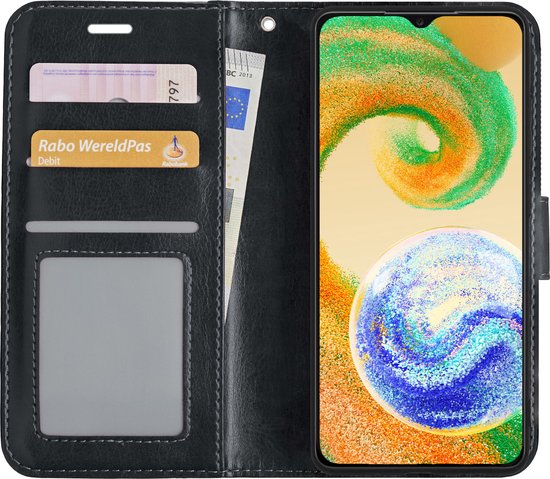 Samsung Galaxy A04s Case Bookcase Cover Flip Case Book Cover avec protection d'écran - Samsung A04s Cover Book Case Case - Zwart