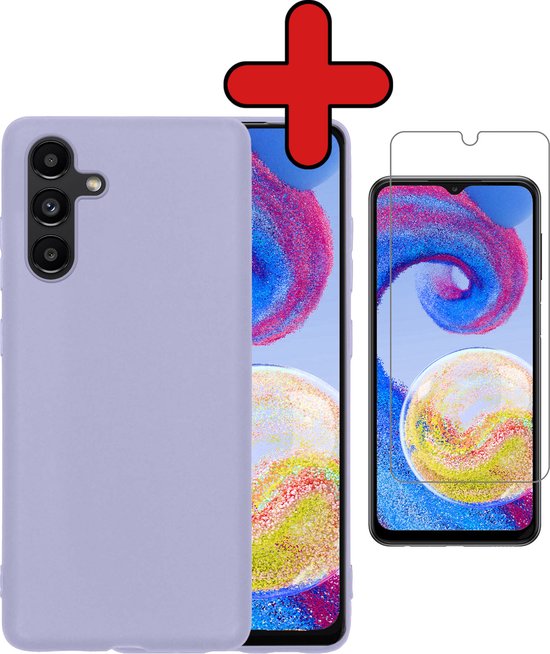 Coque Samsung A04s Siliconen Case Cover Avec Protecteur d'écran - Coque Samsung Galaxy A04s Cover Case Siliconen - Lilas