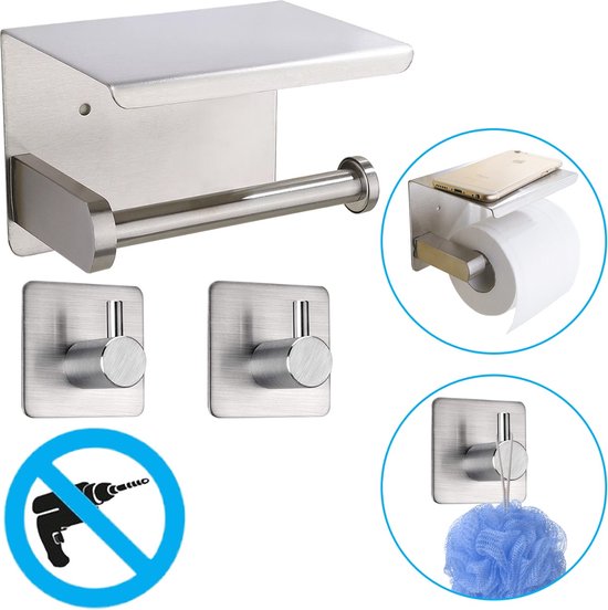 Zelfklevende RVS toiletrolhouder zilver kopen? Slim gekozen