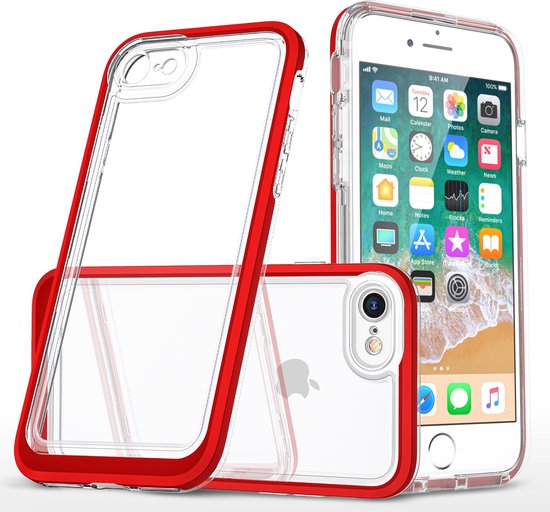Coque Bumper Apple iPhone 7 plus / 8 plus Coque antichoc - Rouge /  Transparente | bol.com