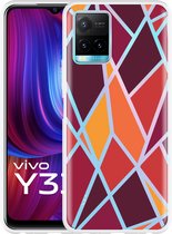 Vivo Y33s Hoesje Colorful Triangles - Designed by Cazy