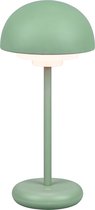 LED Tafellamp met Opbaadbare Batterijen - Torna Berna - 2W - Warm Wit 3000K - Spatwaterdicht IP44 - Dimbaar - Rond - Mat Groen - Kunststof