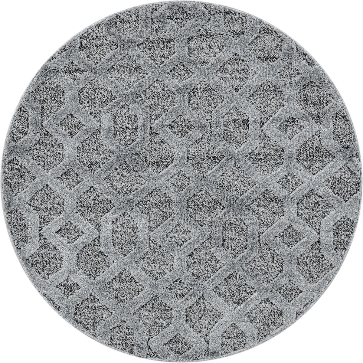 flycarpets Sofia Rond Vloerkleed Modern - Grijs - Laagpolig Tapijt Loper - 200x200 cm