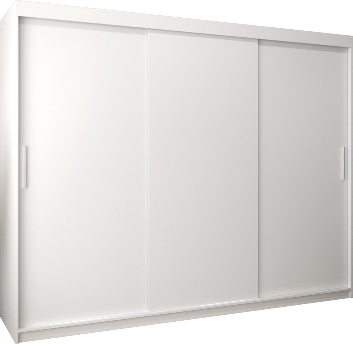 InspireME Kledingkast met 3 schuifdeuren, Modern-stijl, Kledingkast met planken (BxHxD): 250x200x62 - TORM 250 Wit Mat mat 4 lades