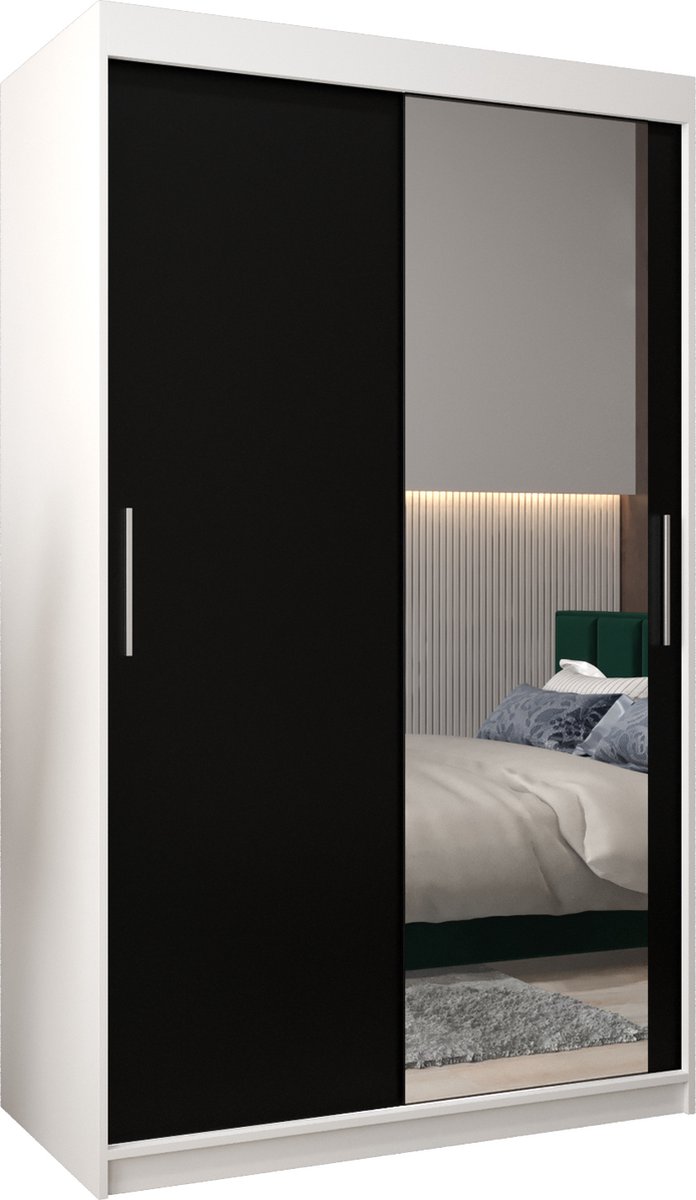 InspireMe - Kledingkast met 2 schuifdeuren, Modern-stijl, Kledingkast met planken (BxHxD):