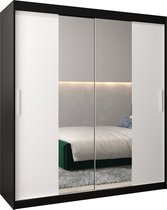 InspireMe - Kledingkast met 2 schuifdeuren, Modern-stijl, Kledingkast met planken (BxHxD): 180x200x62 - TORM I 180 Zwart Mat + Wit Mat