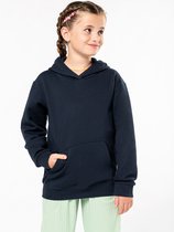 K477 - Kindersweater met capuchon Unisex, kleur Navy Blauw, maat 10/12