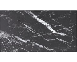 vidaXL - Tafelblad - 120x65 - cm - 8 - mm - gehard - glas - met - marmeren - design - zwart
