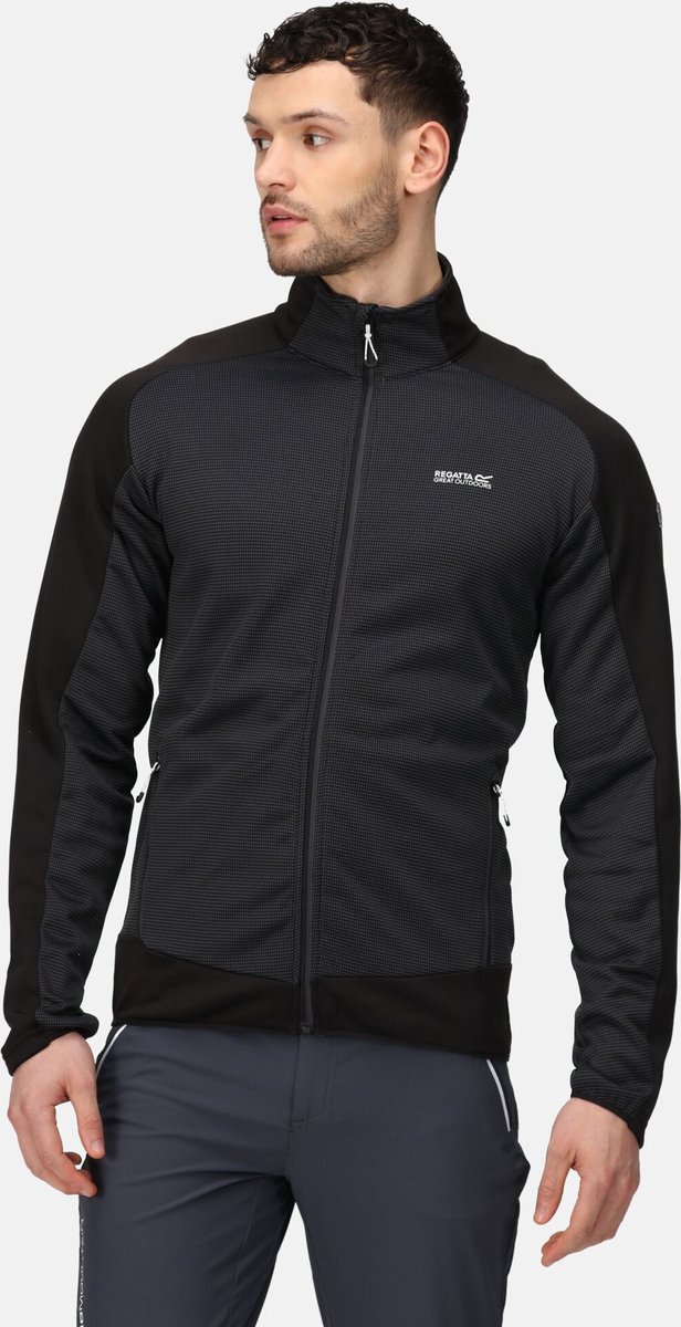De Regatta Highton II fleece met volledige rits heren stretch tweekleurig Donkergrijs