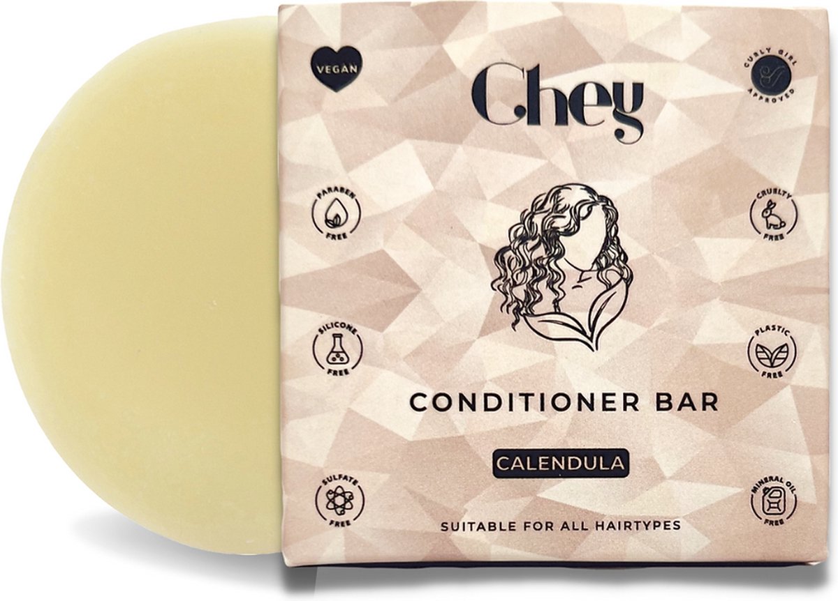 Chey Solid Conditioner Bar Calendula [Alle haartypes - Plastic vrij - Parfum vrij Vrij van Parabenen/Sulfaat/Siliconen]