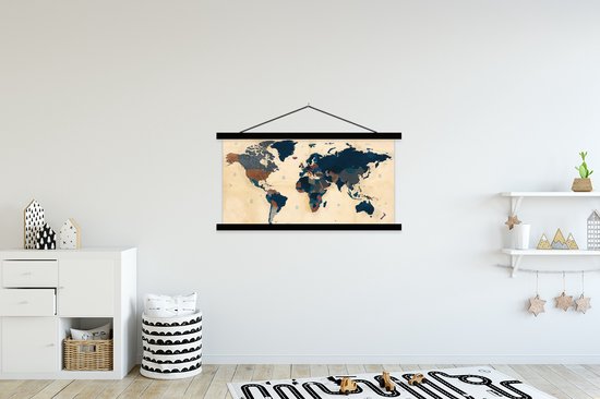 Affiche scolaire enfants - Décoration chambre d'enfant - Wereldkaart - Vintage - Papyrus - Enfants - Garçons - Filles - Décoration murale - 150x75 cm
