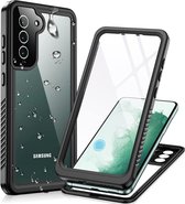 SBG Waterdicht Transparant Hoesje geschikt voor Samsung Galaxy S22 | Shockproof | Onderwater tot twee meter | Antislip greep | IP68-gecertificeerd | Doorzichtig / Zwart
