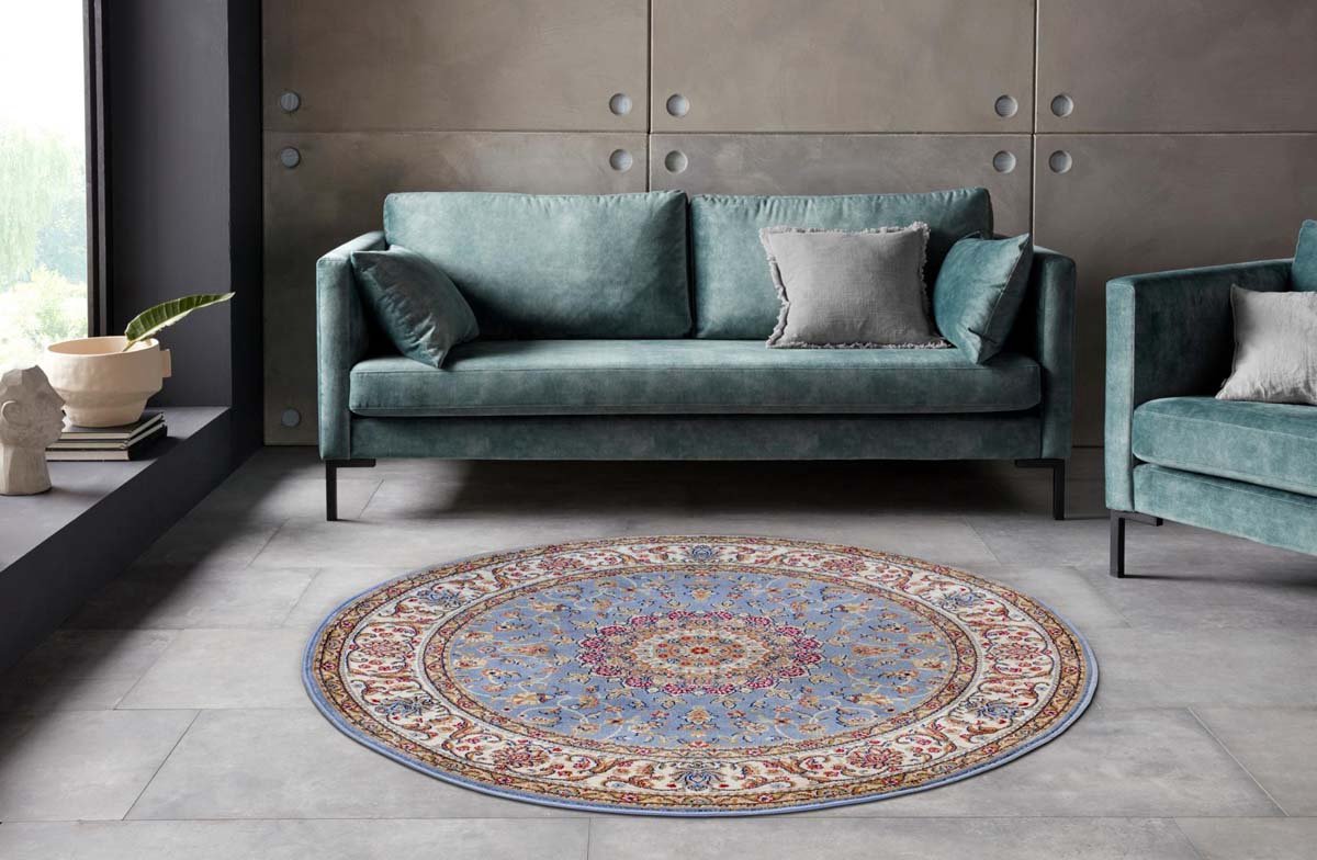 Rond perzisch tapijt - Zuhr lichtblauw 160 cm rond | bol.com