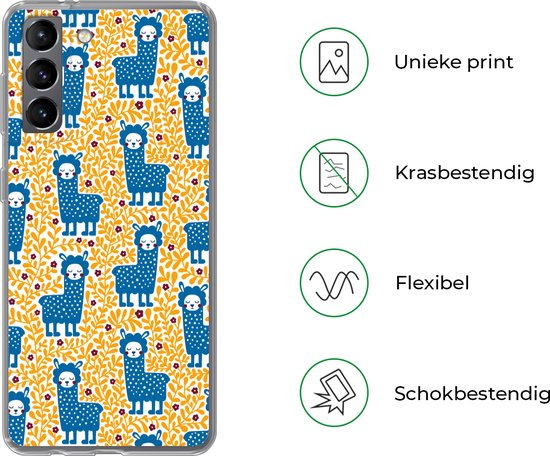 Coque Samsung Galaxy S21 - Filles - Lama - Plantes - Motifs - Coque de téléphone en Siliconen -