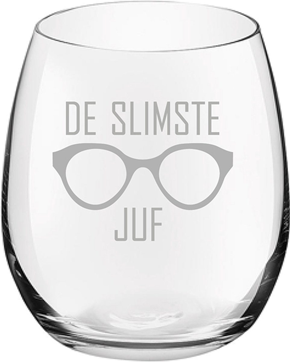 Gegraveerde Drinkglas 39cl De slimste Juf