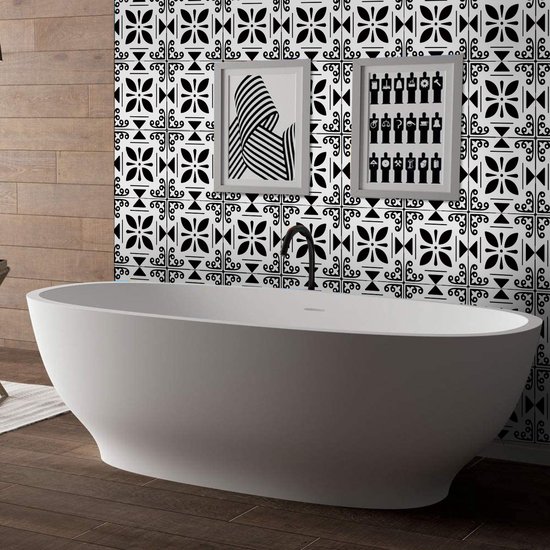 Ulticool Décoration Stickers carrelages - Bloem Zwart Wit - Cuisine cm - 15 pièces