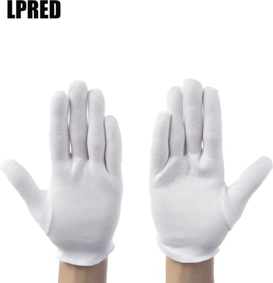Alert Aardbei Jaar 8x Stuks Witte katoenen Handschoen, 4 Paar Witte katoenen Handschoen – 8Pcs  White... | bol.com