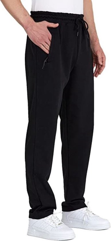 Comeor Sweatpants men with zipper - Zwart - XL - Pantalon d'entraînement pour hommes avec fermeture éclair - Pantalon de sport long