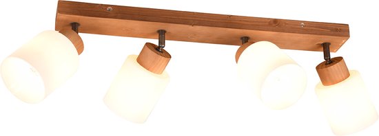 Reality - LED Plafondspot - Plafondverlichting - E14 Fitting - 4-lichts - Rechthoek - Bruin - Hout