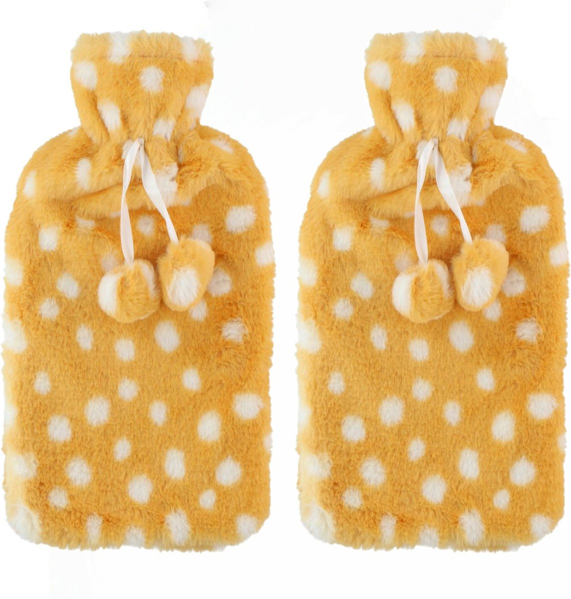 Goedkoopste Kruik - 2 stuks - fleece hoes - goud met stippen - 2 liter