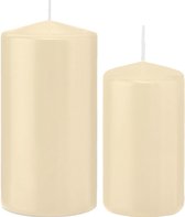 Trend Candles - Stompkaarsen set 4x stuks creme wit 12 en 15 cm