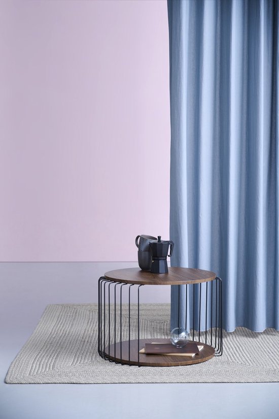 Salontafel walnoot melamine met travertin top - Japandi - 120x60 cm