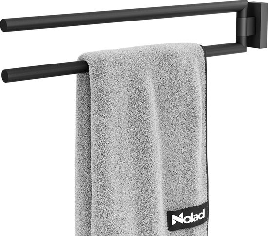Nolad® Handdoekrek 2 armig - Handdoekhouder - Handdoekenrek - RVS - Zwart
