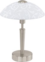 Eglo Solo - Lampe de table - 1 lumière - Ø265mm. - Nickel-Mat - Blanc Avec Décor