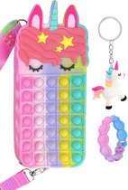 Speelgoed 3 jaar - Fidget Toys - 3-Pack - Fidget speelgoed - Unicorn - Fidget Toys pakket - Tasje 13 x 8 x 4 cm - Eenhoorn - Eenhoorn tasje - Unicorn tasje - armbandje - sleutelhanger - roze