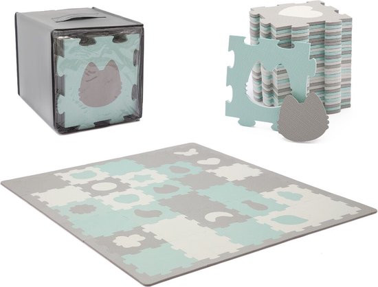 Kinderkraft LUNO SHAPES - Speelkleed - Puzzelmat - Opvouwbaar - Geel