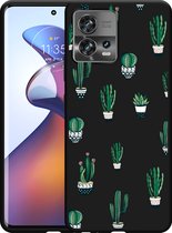 Motorola Edge 30 Fusion Hoesje Zwart Cactus - Designed by Cazy