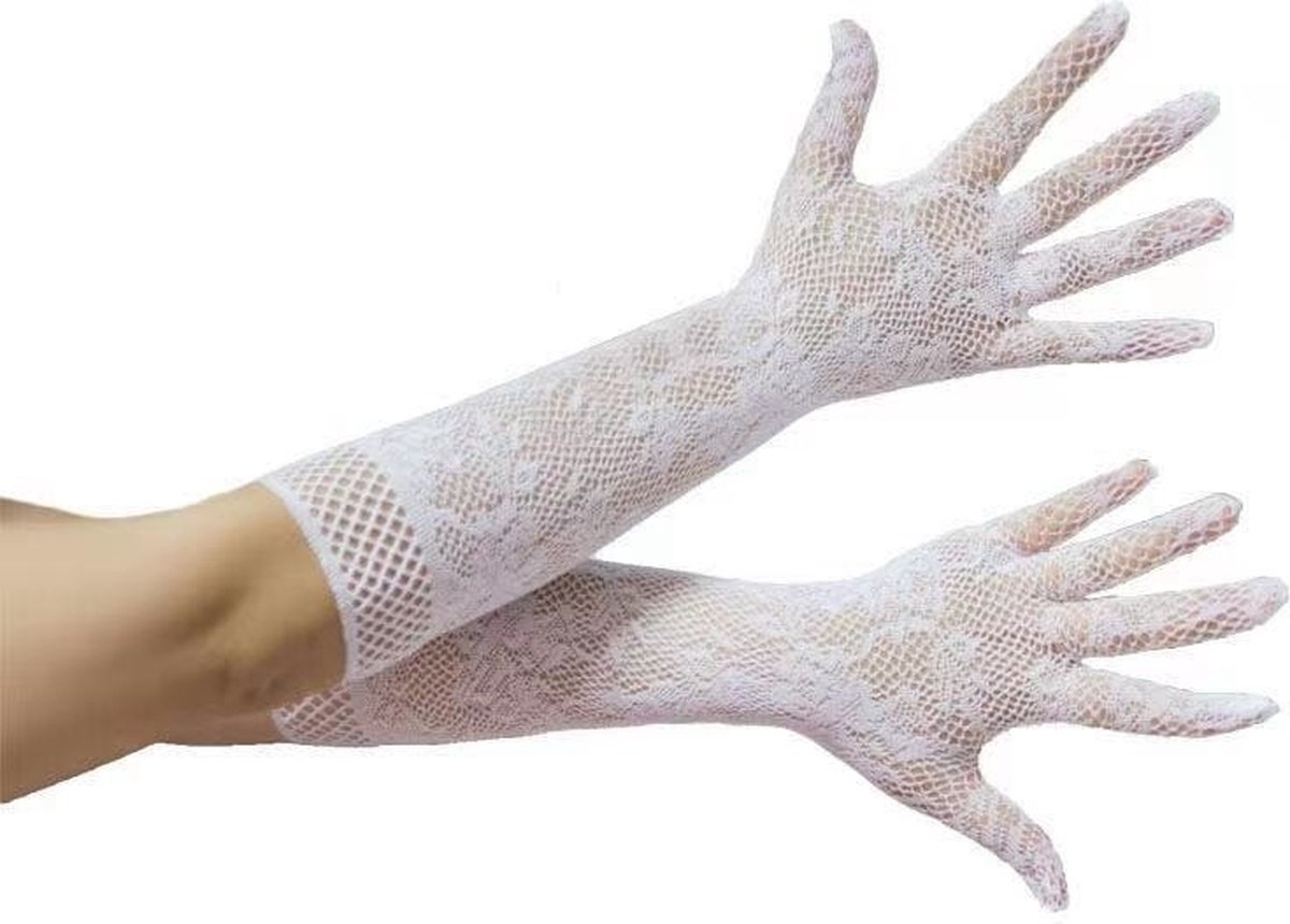 Visnet Handschoenen - Wit Kant - Elastisch - One Size