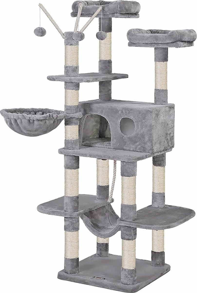 XXL Krabpaal voor Katten - Arbre a chat- Kattenboom - Krabton - Anti-slip - 50 x 50 x 164 cm - Gemaakt van Hout