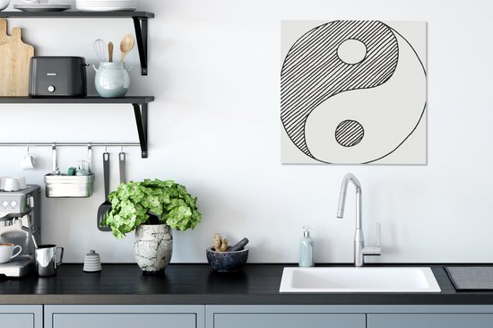 Une illustration d'une toile du logo Yin et Yang esquissée 50x50 cm - Tirage photo sur toile (Décoration murale salon / chambre)