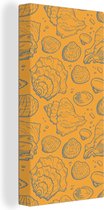 Canvas Schilderij Schelpen - Geel - Oranje - Patronen - 40x80 cm - Wanddecoratie