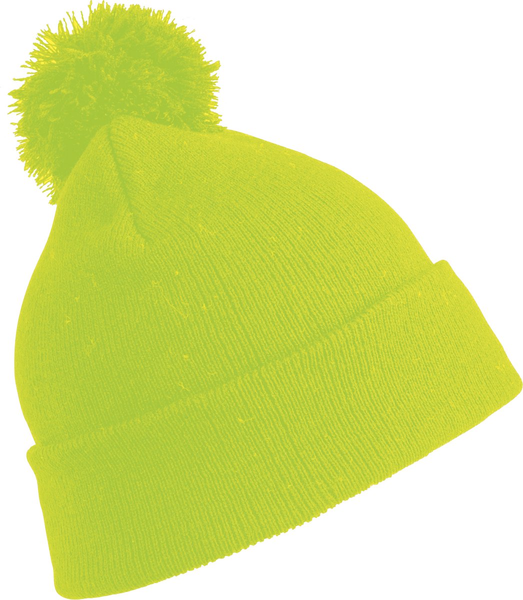 Result Junior Pom Pom Beanie RC028J - Fluorescent Yellow - One size