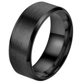 Despora - Ring (glad) - Ringen - Ring Dames - Ring Heren - Zwartkleurig RVS - (23.25 mm / maat 73)